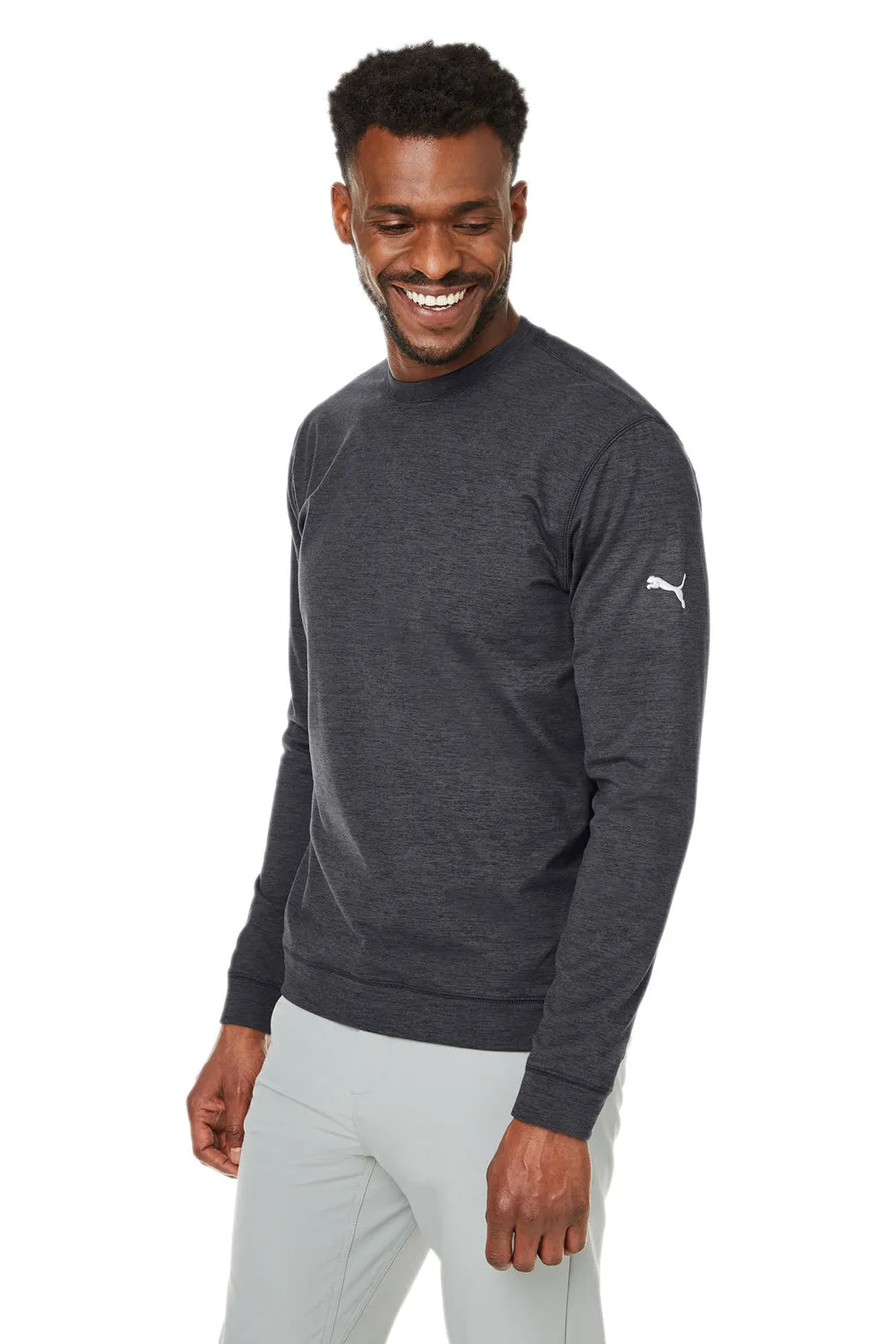 Puma Mens Cloudspun Moisture Wicking Crewneck Sweatshirt - Heather Black