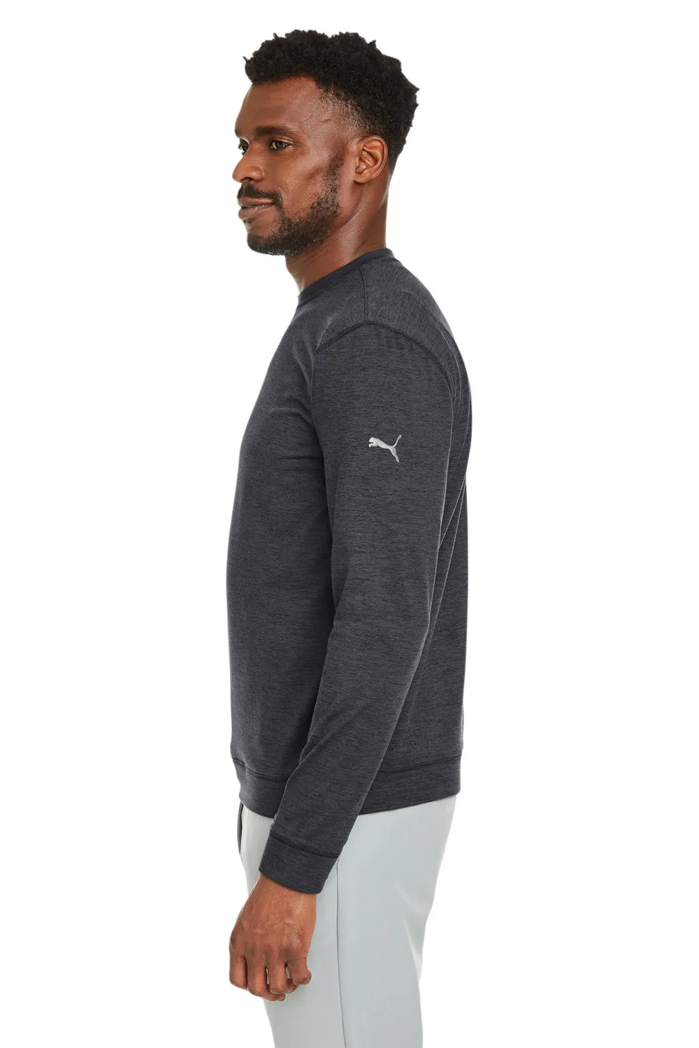Puma Mens Cloudspun Moisture Wicking Crewneck Sweatshirt - Heather Black