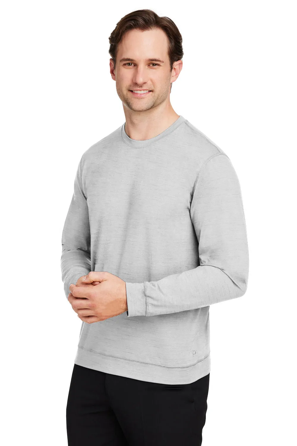 Puma Mens Cloudspun Moisture Wicking Crewneck Sweatshirt - Heather High Rise Grey