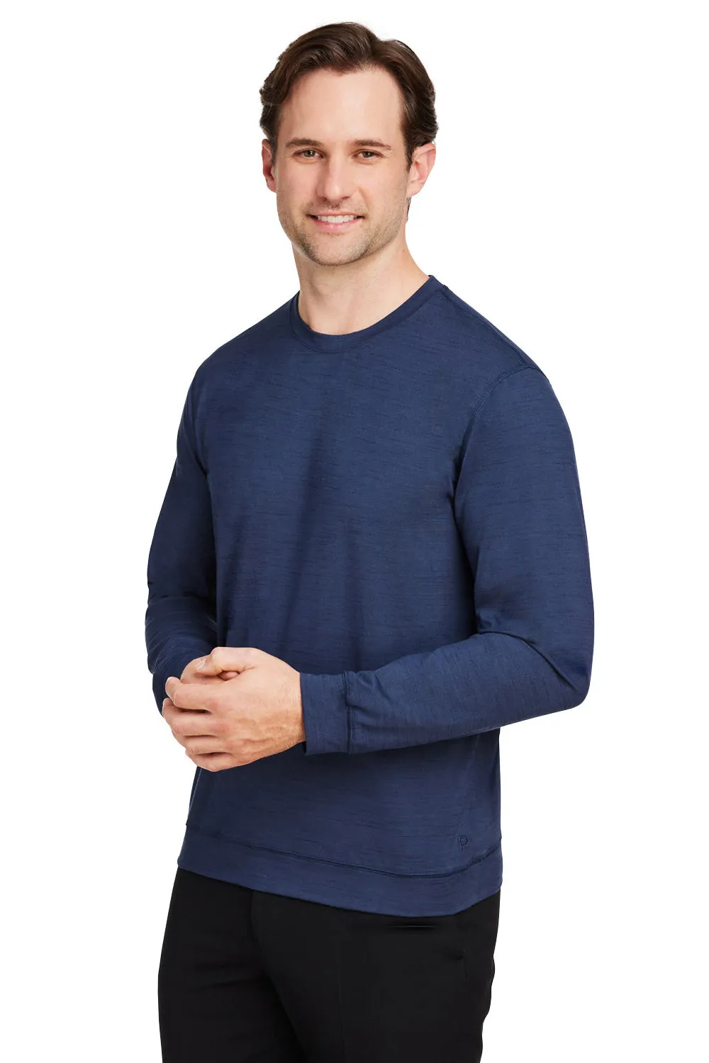 Puma Mens Cloudspun Moisture Wicking Crewneck Sweatshirt - Heather Navy Blue