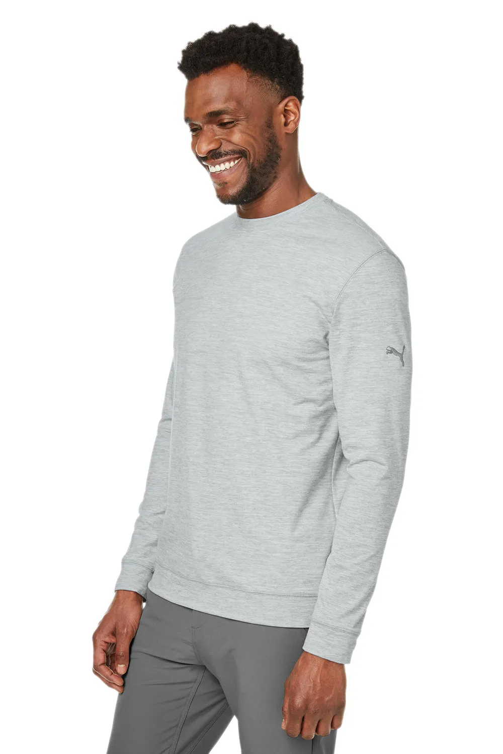 Puma Mens Cloudspun Moisture Wicking Crewneck Sweatshirt - High Rise Grey