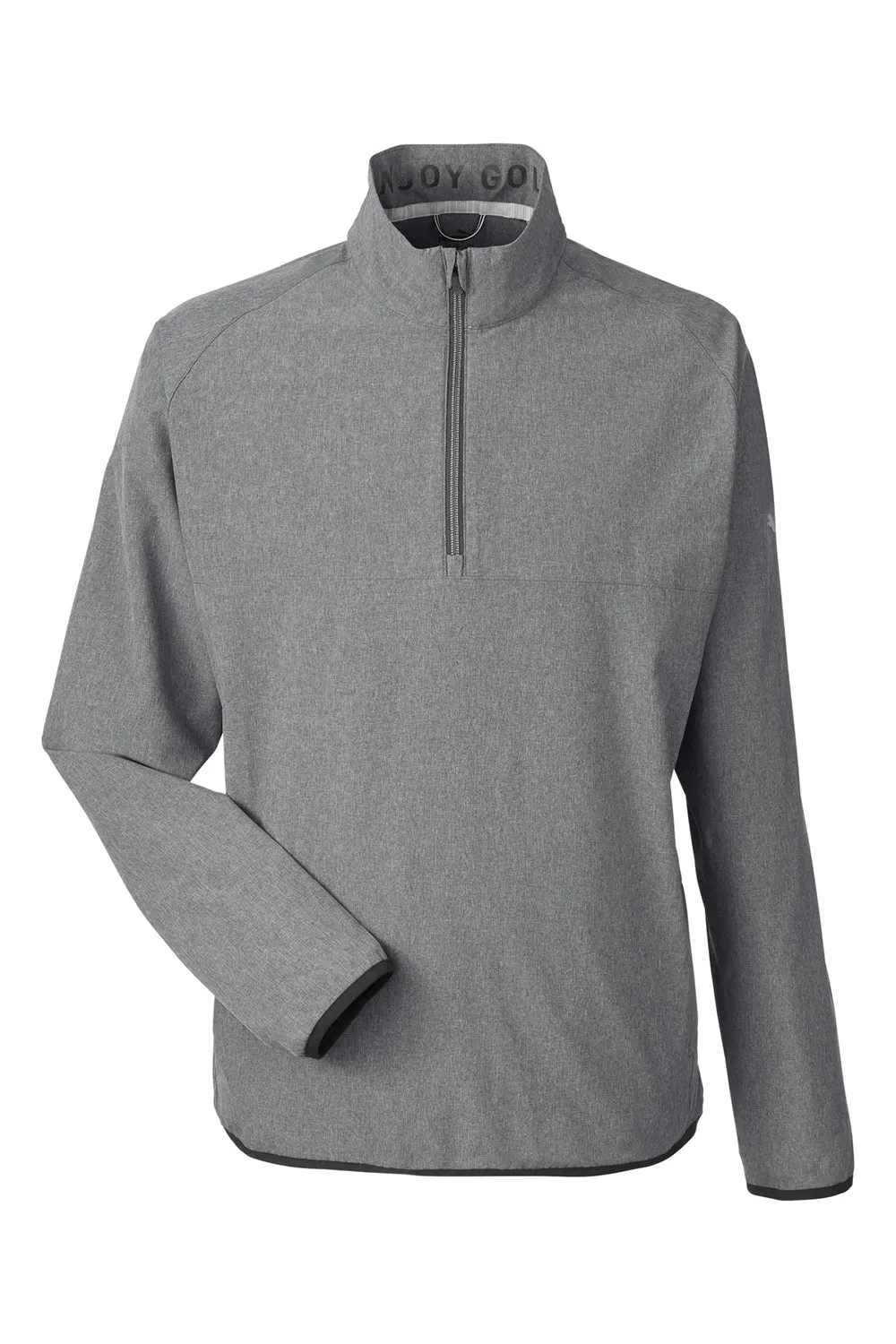 Puma Mens Coastal Woven Moisture Wicking 1/4 Zip Sweatshirt w/ Pockets - Heather Black