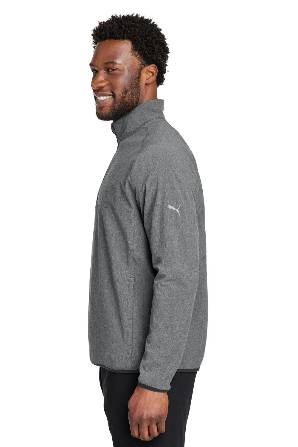 Puma Mens Coastal Woven Moisture Wicking 1/4 Zip Sweatshirt w/ Pockets - Heather Black