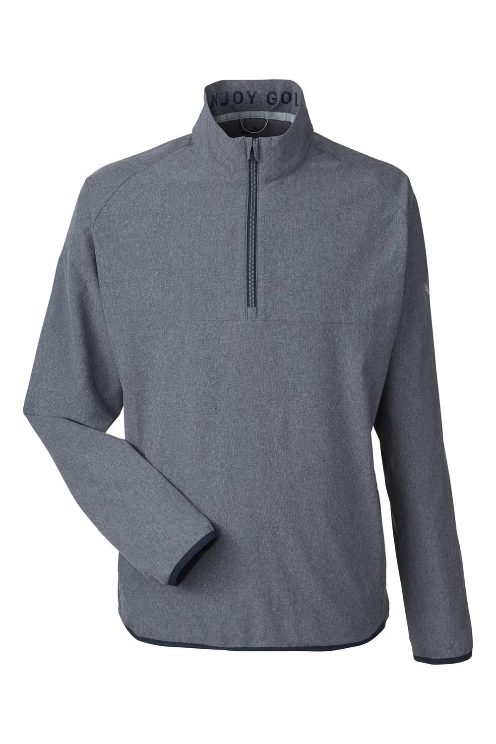 Puma Mens Coastal Woven Moisture Wicking 1/4 Zip Sweatshirt w/ Pockets - Heather Navy Blue