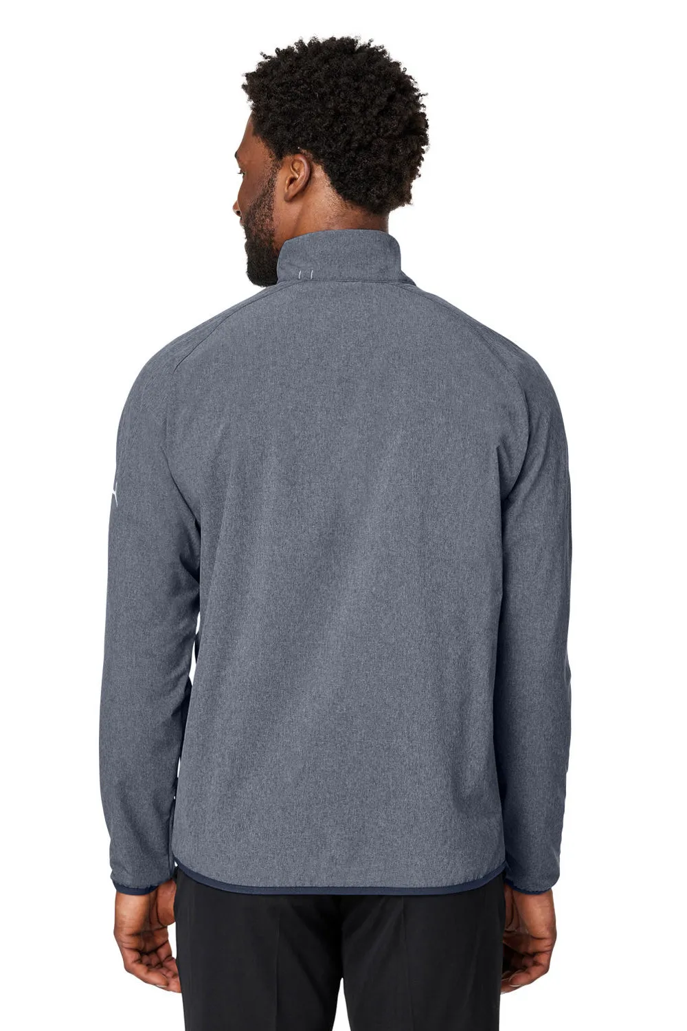 Puma Mens Coastal Woven Moisture Wicking 1/4 Zip Sweatshirt w/ Pockets - Heather Navy Blue