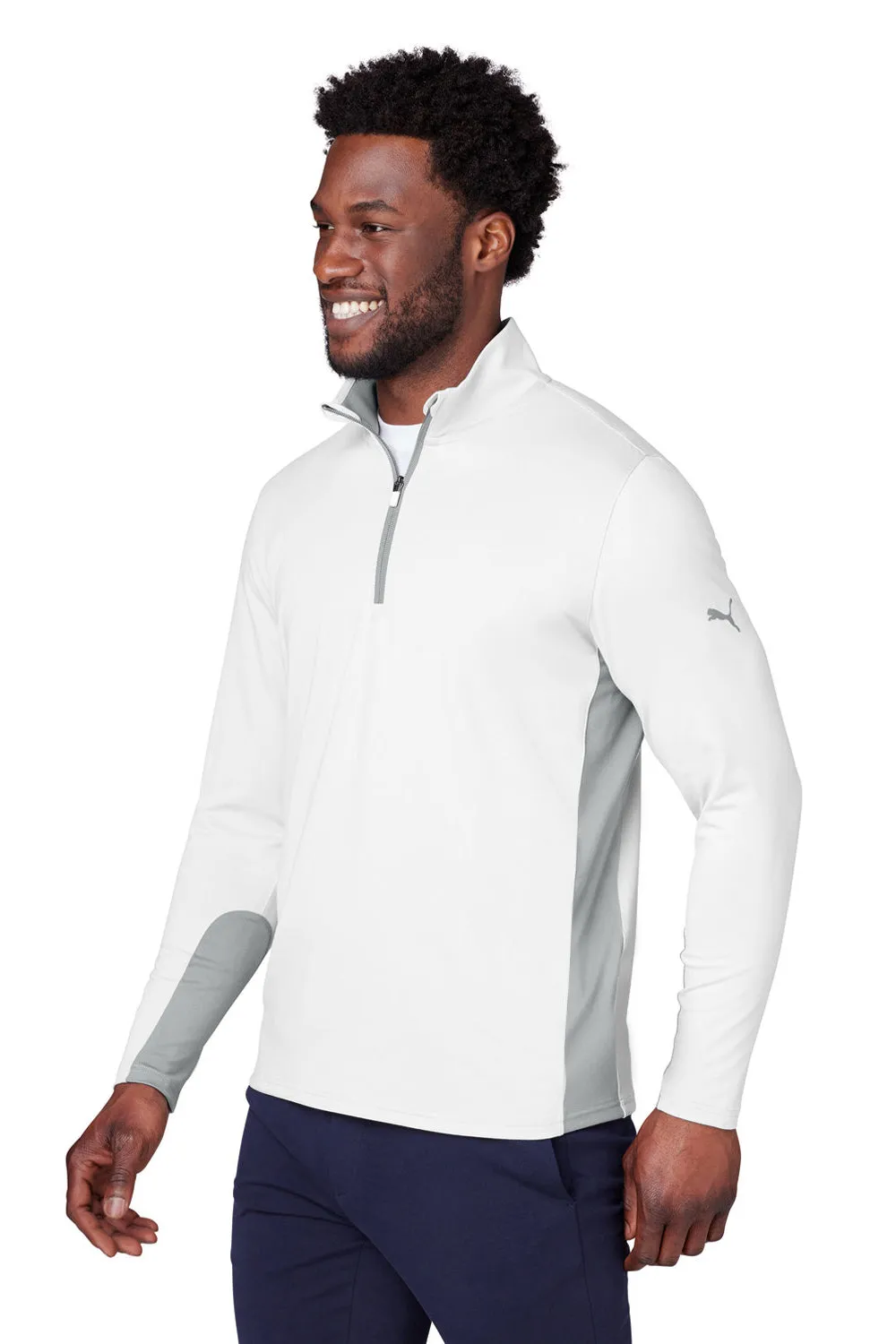 Puma Mens Gamer Moisture Wicking 1/4 Zip Sweatshirt - Bright White - Closeout