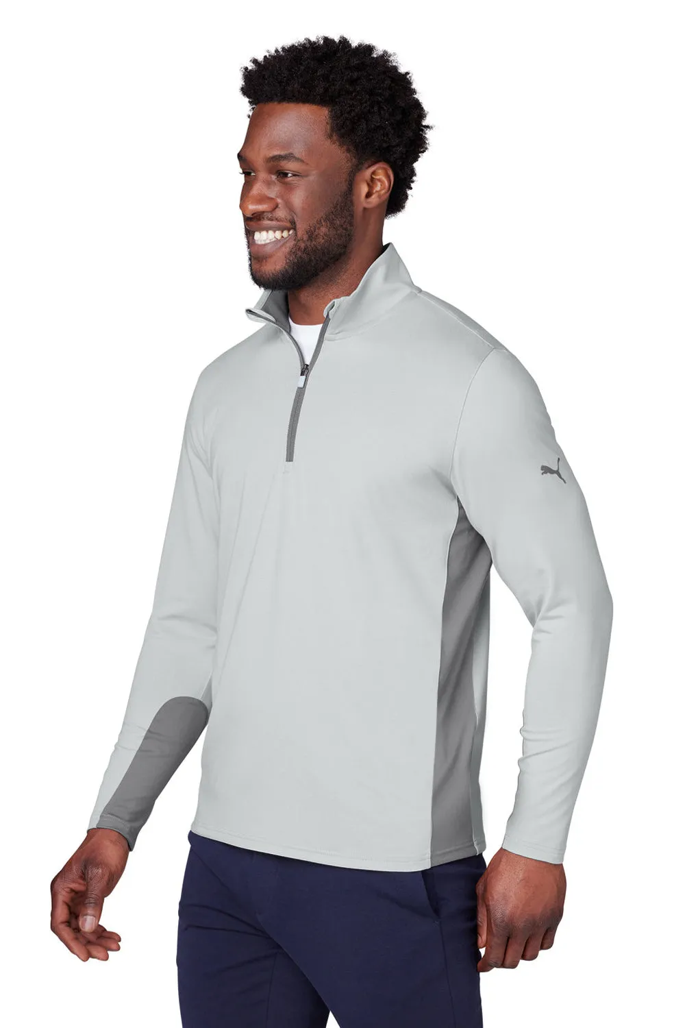 Puma Mens Gamer Moisture Wicking 1/4 Zip Sweatshirt - High Rise Grey - Closeout
