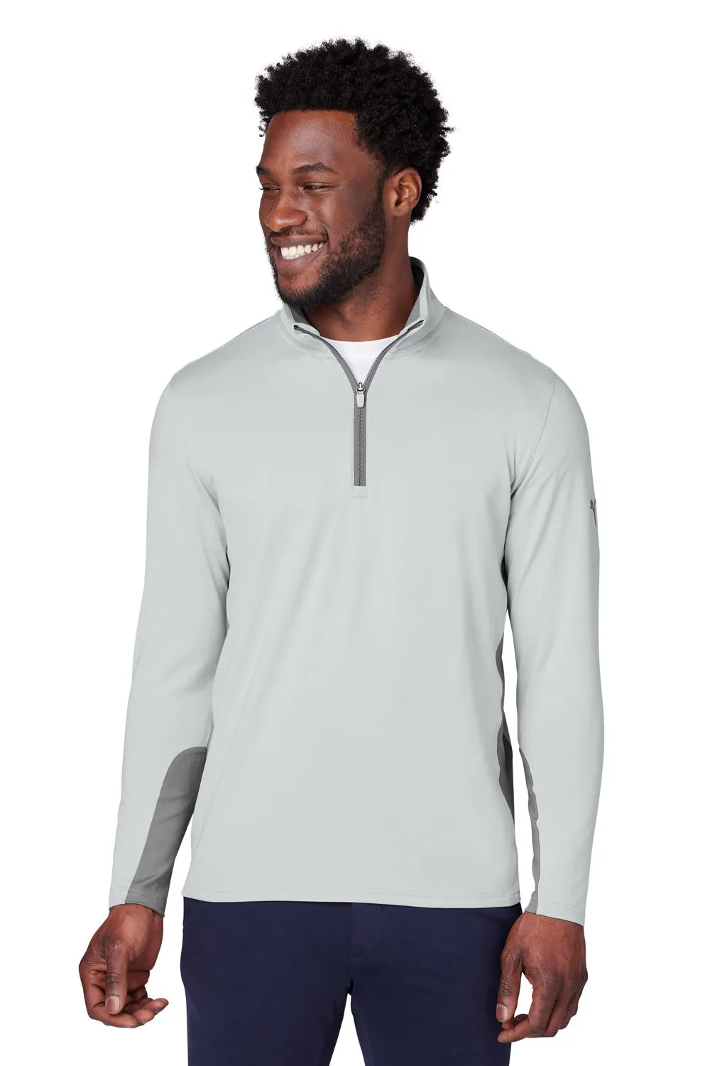 Puma Mens Gamer Moisture Wicking 1/4 Zip Sweatshirt - High Rise Grey - Closeout