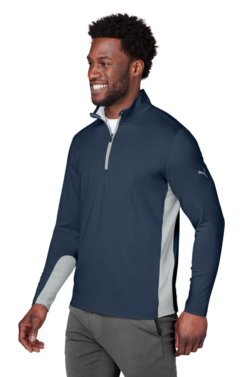 Puma Mens Gamer Moisture Wicking 1/4 Zip Sweatshirt - Navy Blue - Closeout