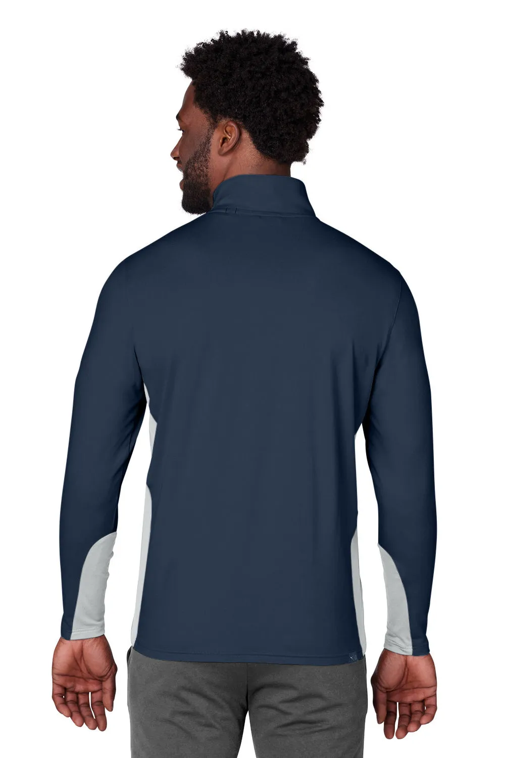 Puma Mens Gamer Moisture Wicking 1/4 Zip Sweatshirt - Navy Blue - Closeout