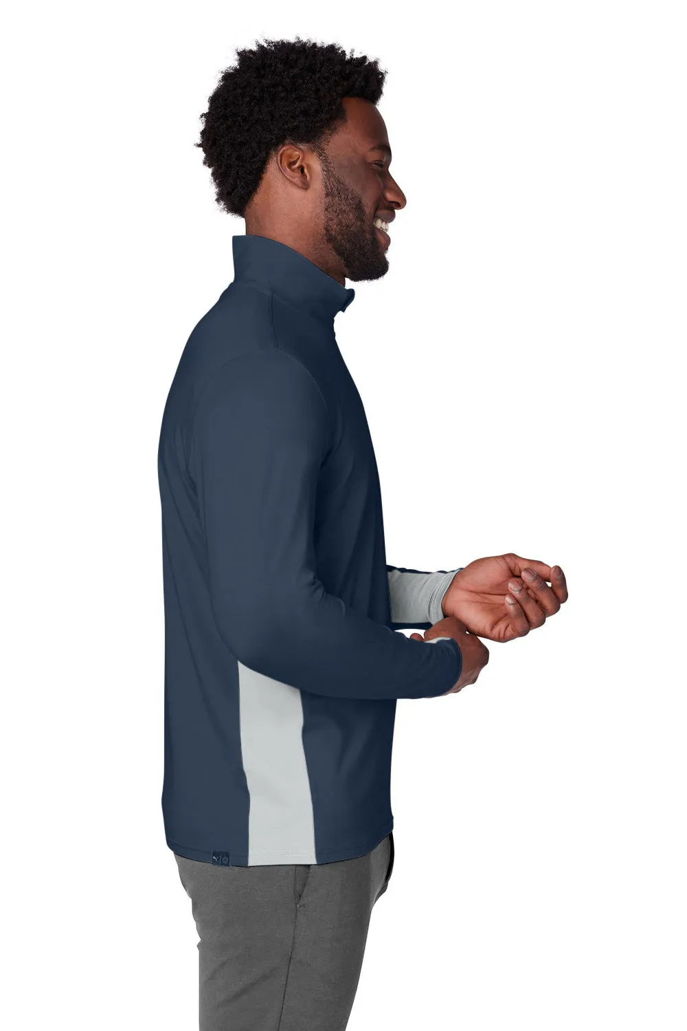 Puma Mens Gamer Moisture Wicking 1/4 Zip Sweatshirt - Navy Blue - Closeout