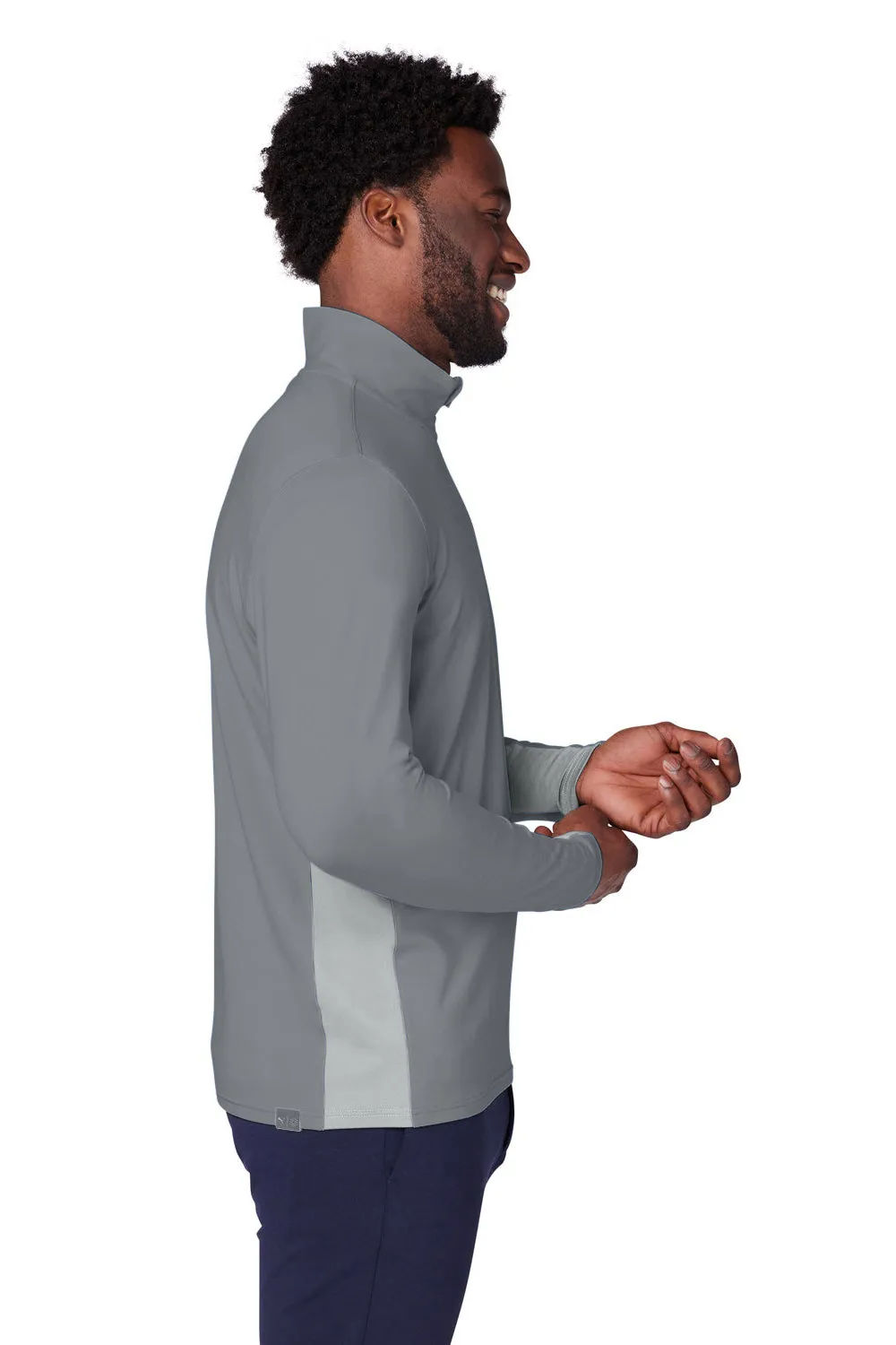 Puma Mens Gamer Moisture Wicking 1/4 Zip Sweatshirt - Quiet Shade Grey - Closeout