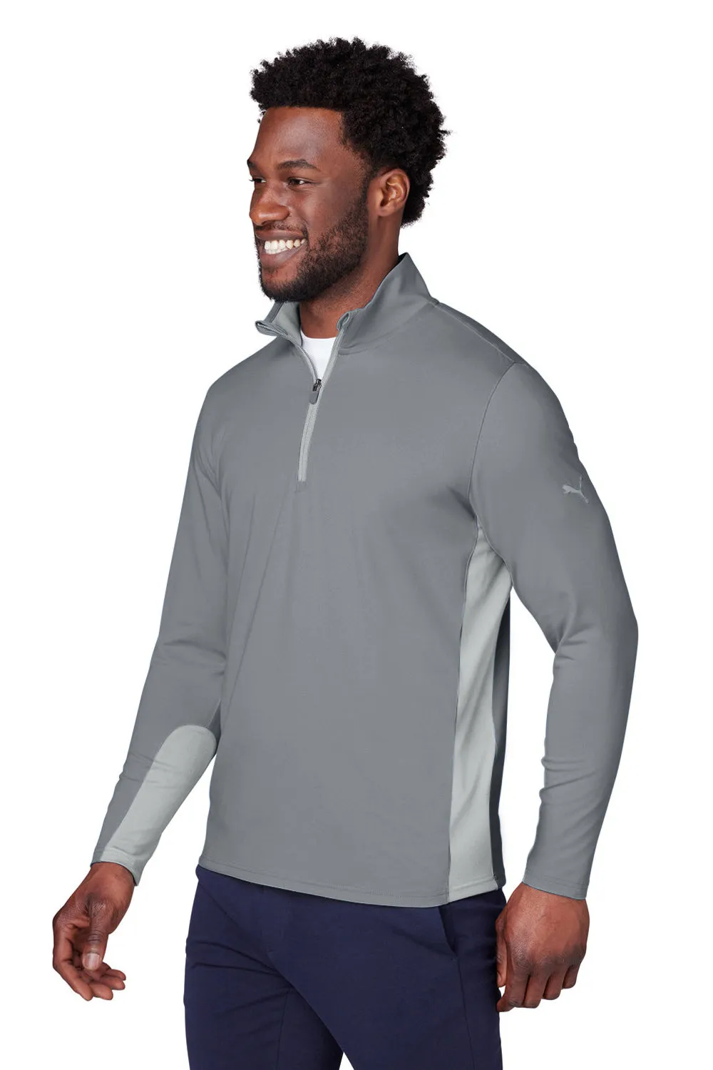 Puma Mens Gamer Moisture Wicking 1/4 Zip Sweatshirt - Quiet Shade Grey - Closeout