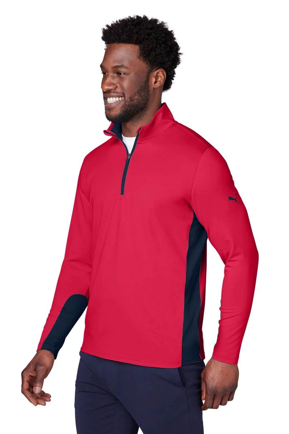 Puma Mens Gamer Moisture Wicking 1/4 Zip Sweatshirt - Ski Patrol Red - Closeout