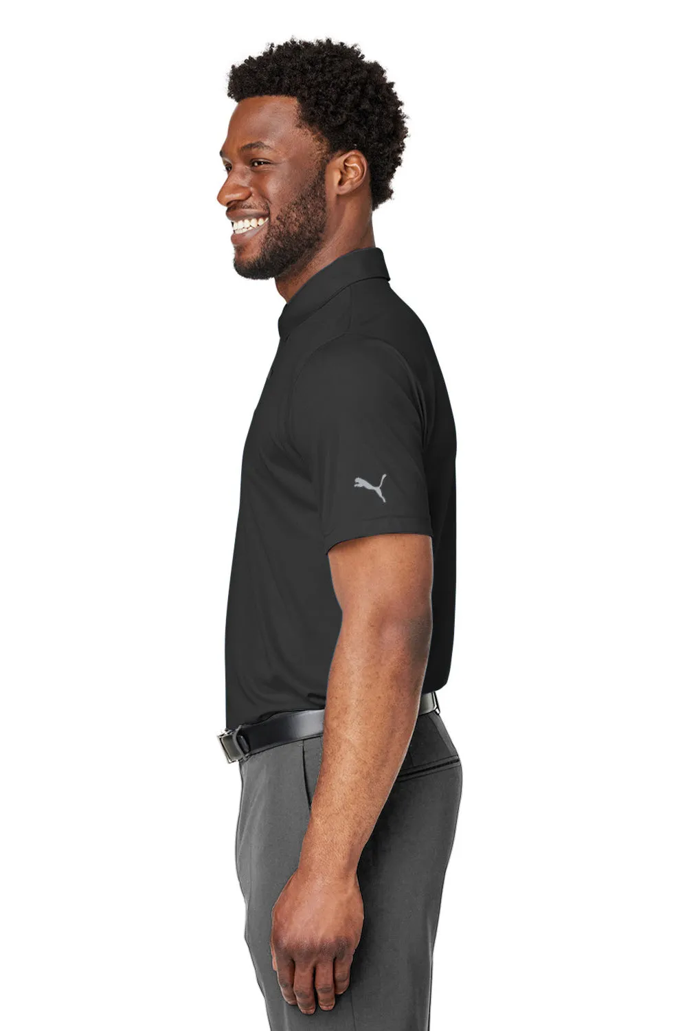 Puma Mens Gamer Moisture Wicking Short Sleeve Polo Shirt - Black - Closeout
