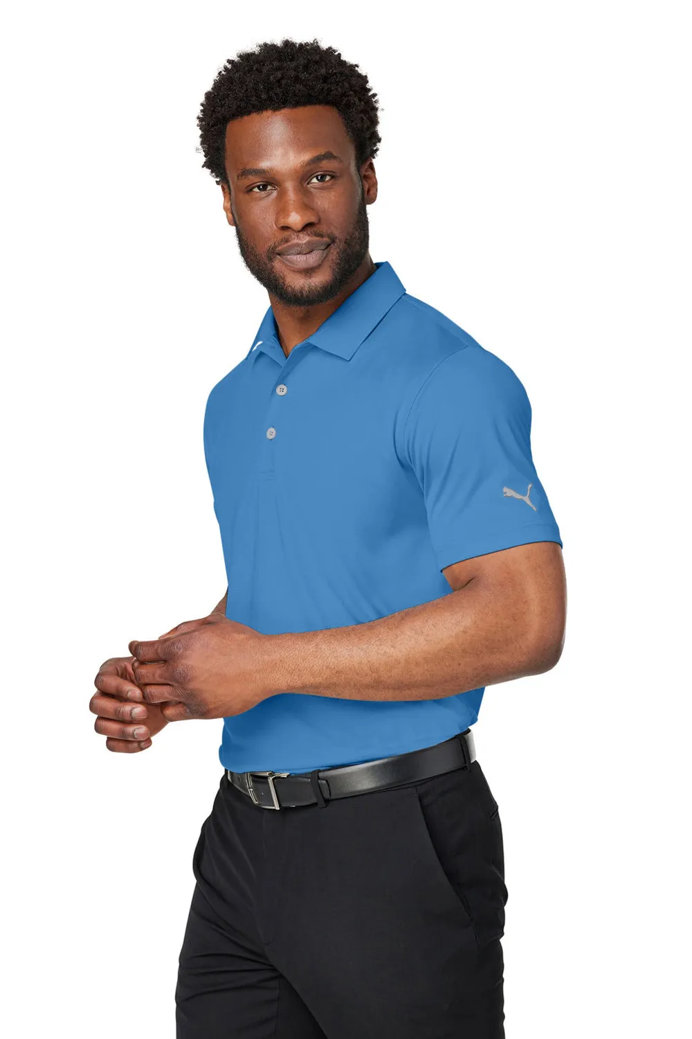 Puma Mens Gamer Moisture Wicking Short Sleeve Polo Shirt - Bright Cobalt Blue - Closeout