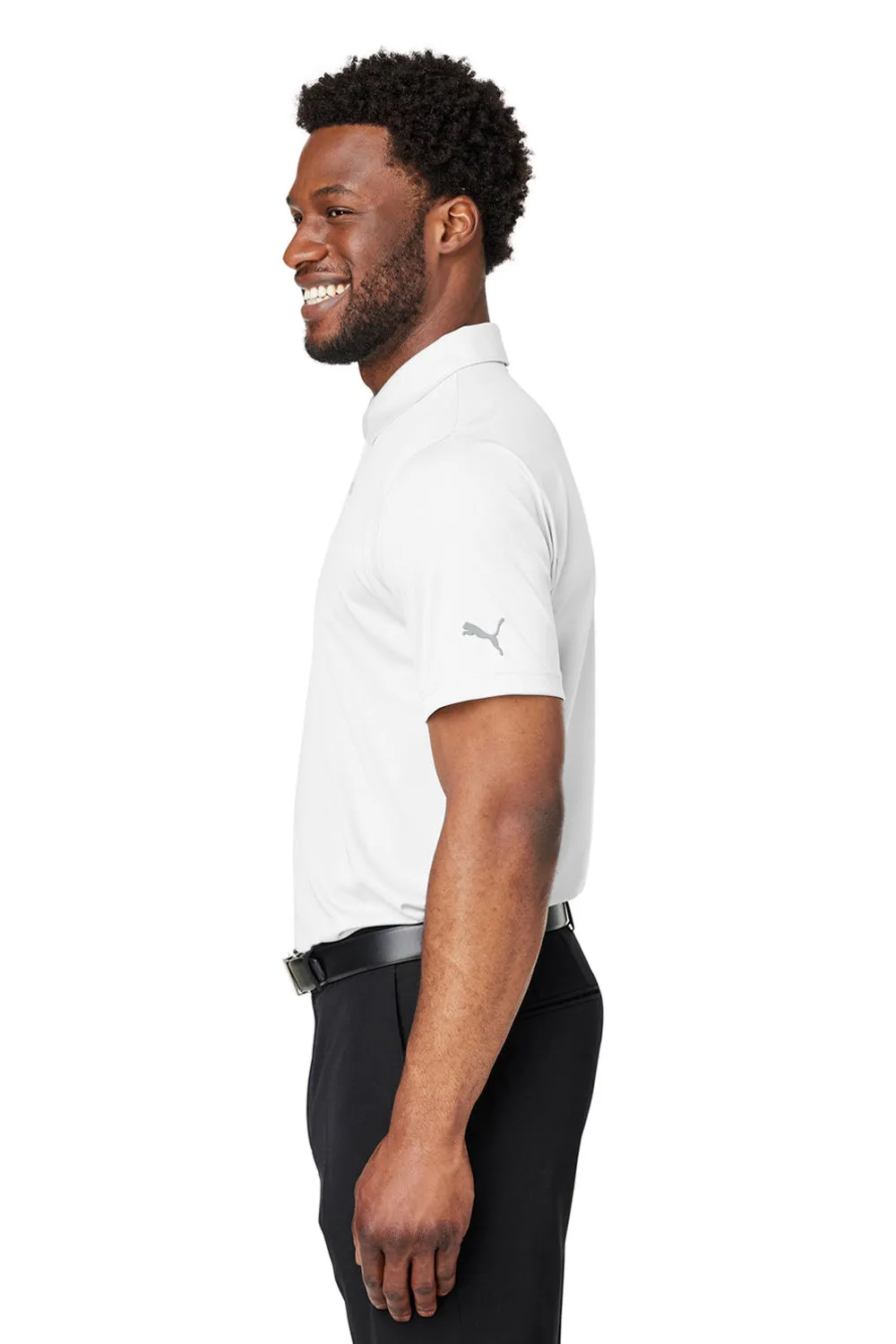 Puma Mens Gamer Moisture Wicking Short Sleeve Polo Shirt - Bright White - Closeout