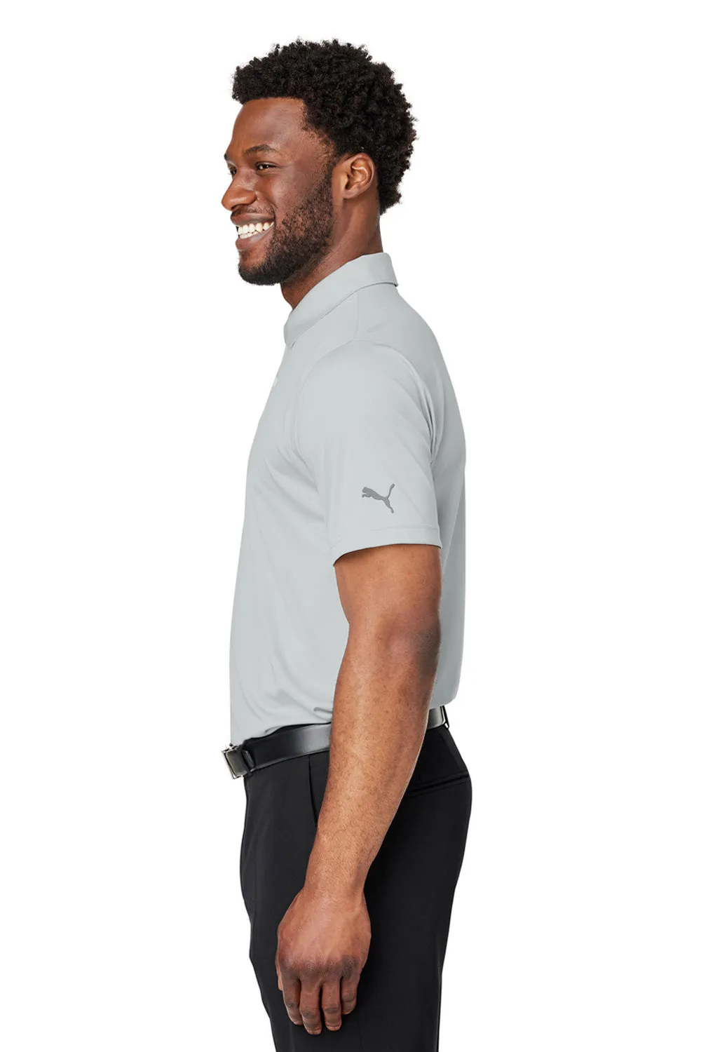 Puma Mens Gamer Moisture Wicking Short Sleeve Polo Shirt - High Rise Grey - Closeout