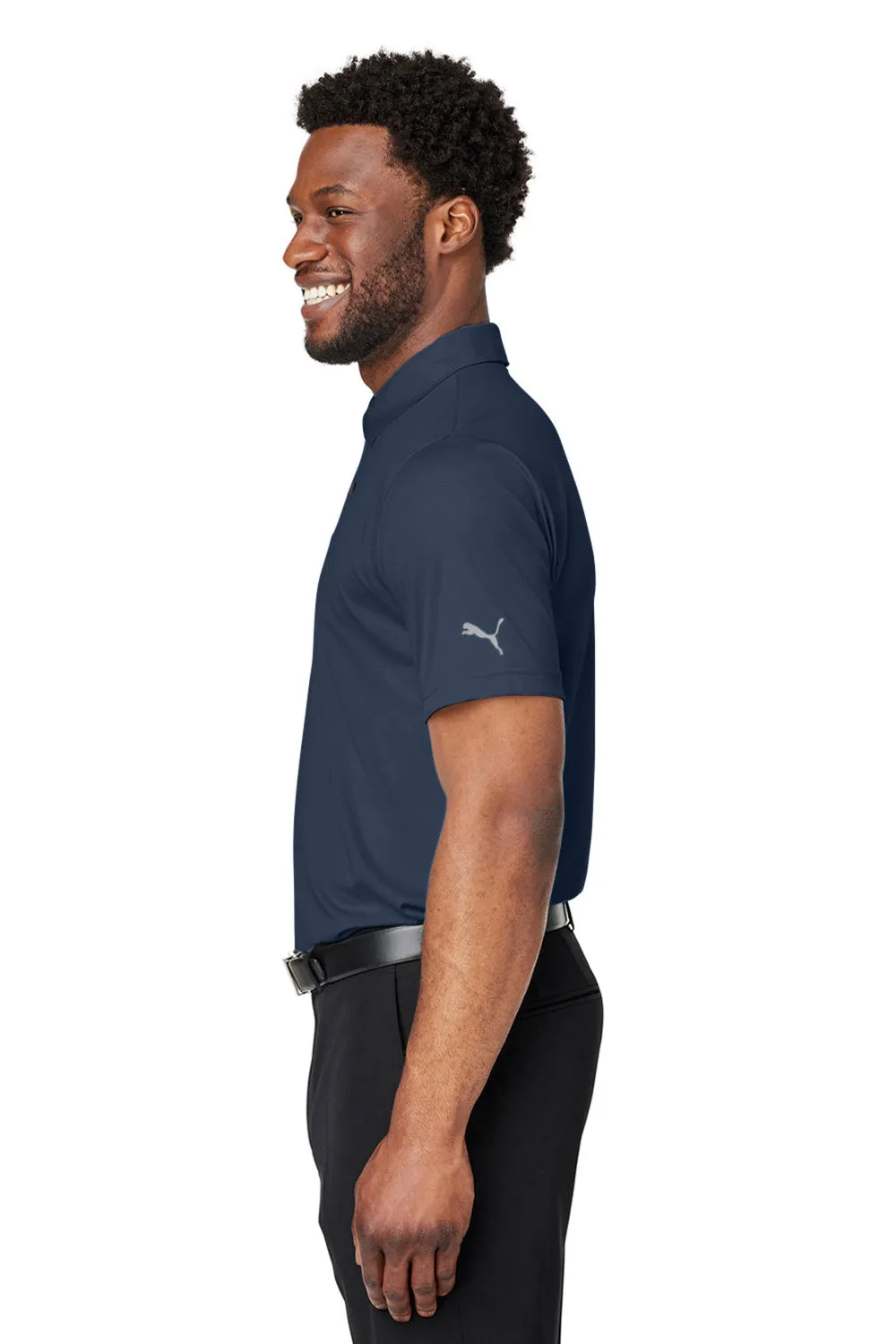 Puma Mens Gamer Moisture Wicking Short Sleeve Polo Shirt - Navy Blue - Closeout