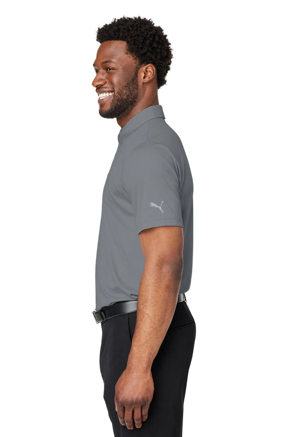 Puma Mens Gamer Moisture Wicking Short Sleeve Polo Shirt - Quiet Shade Grey - Closeout