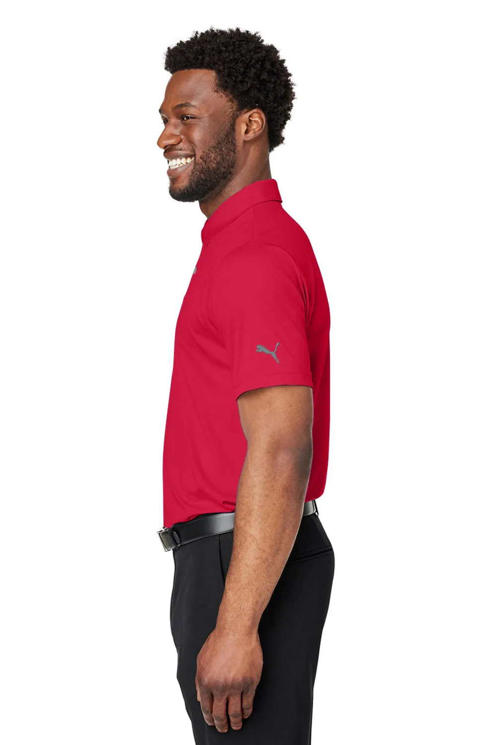 Puma Mens Gamer Moisture Wicking Short Sleeve Polo Shirt - Ski Patrol Red - Closeout