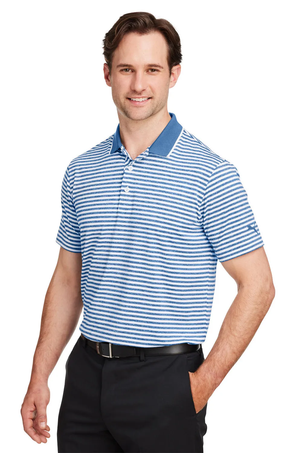 Puma Mens Mattr Feeder Moisture Wicking Short Sleeve Polo Shirt - Lake Blue