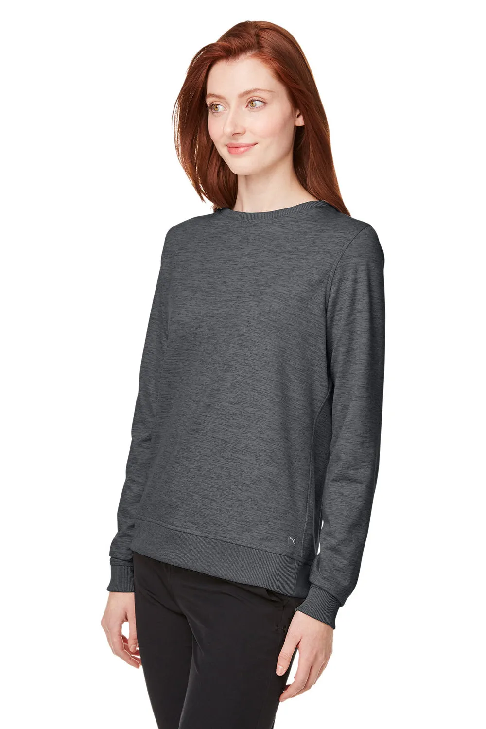 Puma Womens Cloudspun Moisture Wicking Crewneck Sweatshirt - Heather Black