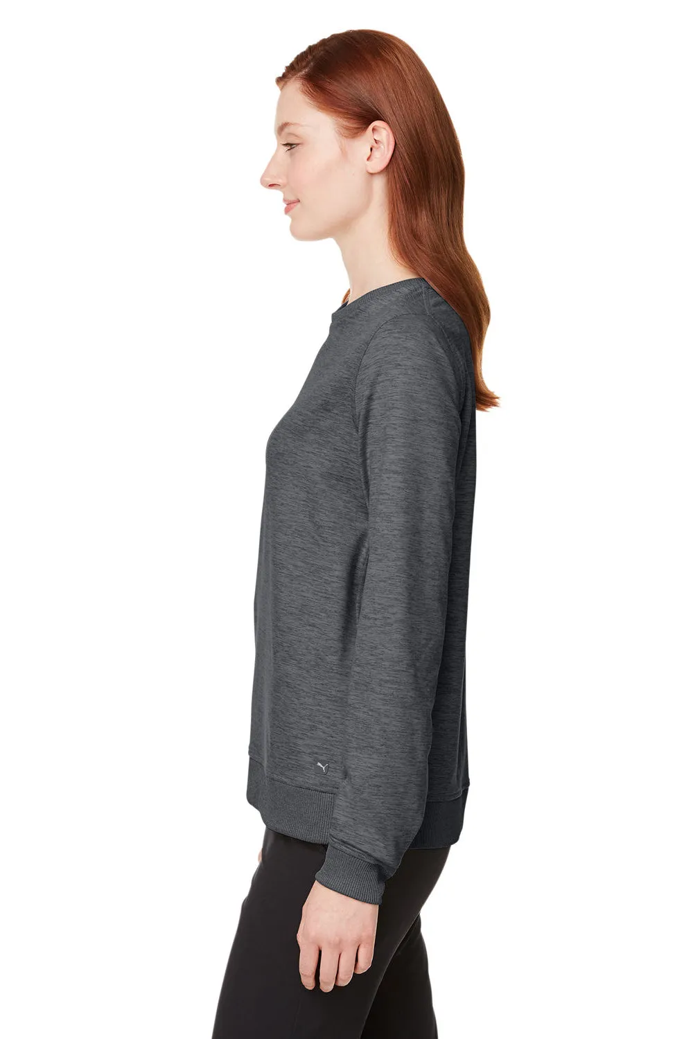 Puma Womens Cloudspun Moisture Wicking Crewneck Sweatshirt - Heather Black