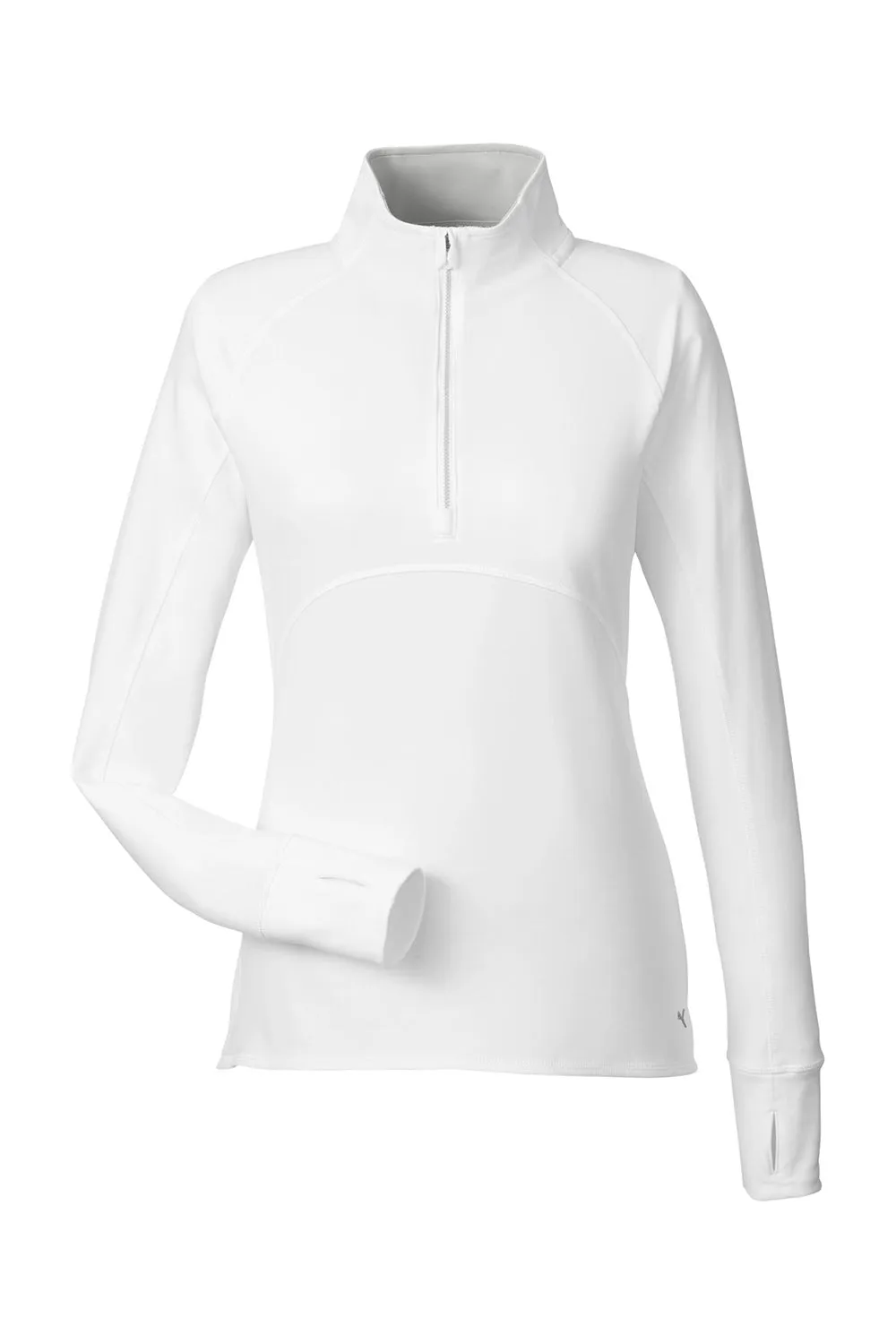 Puma Womens Gamer Moisture Wicking 1/4 Zip Sweatshirt w/ Pockets - Bright White - Closeout