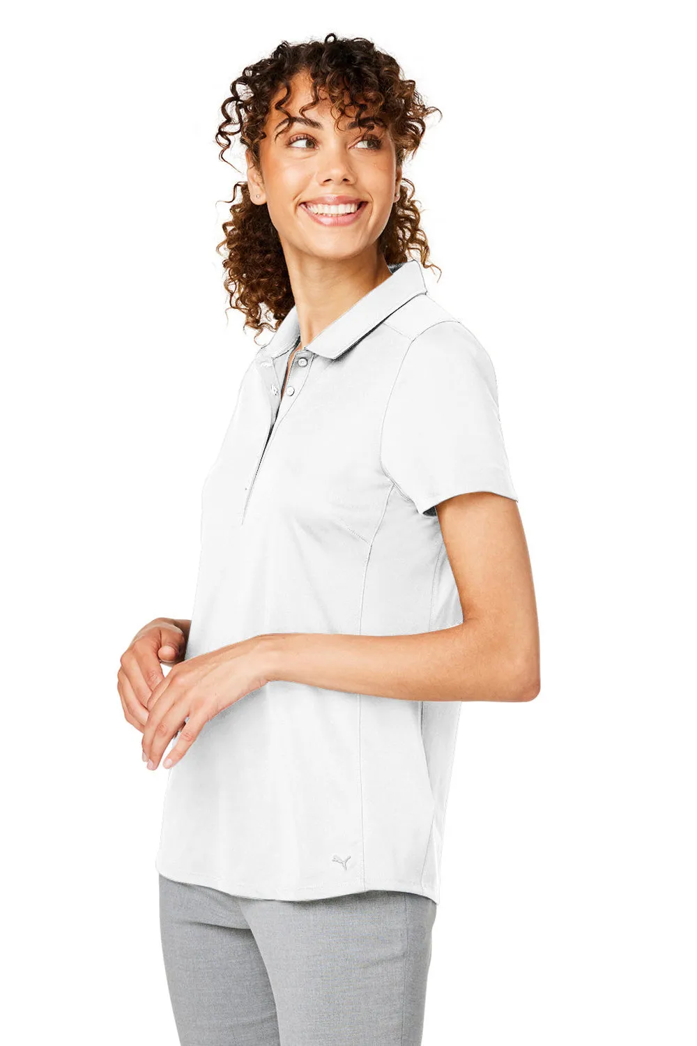 Puma Womens Gamer Moisture Wicking Short Sleeve Polo Shirt - Bright White - Closeout