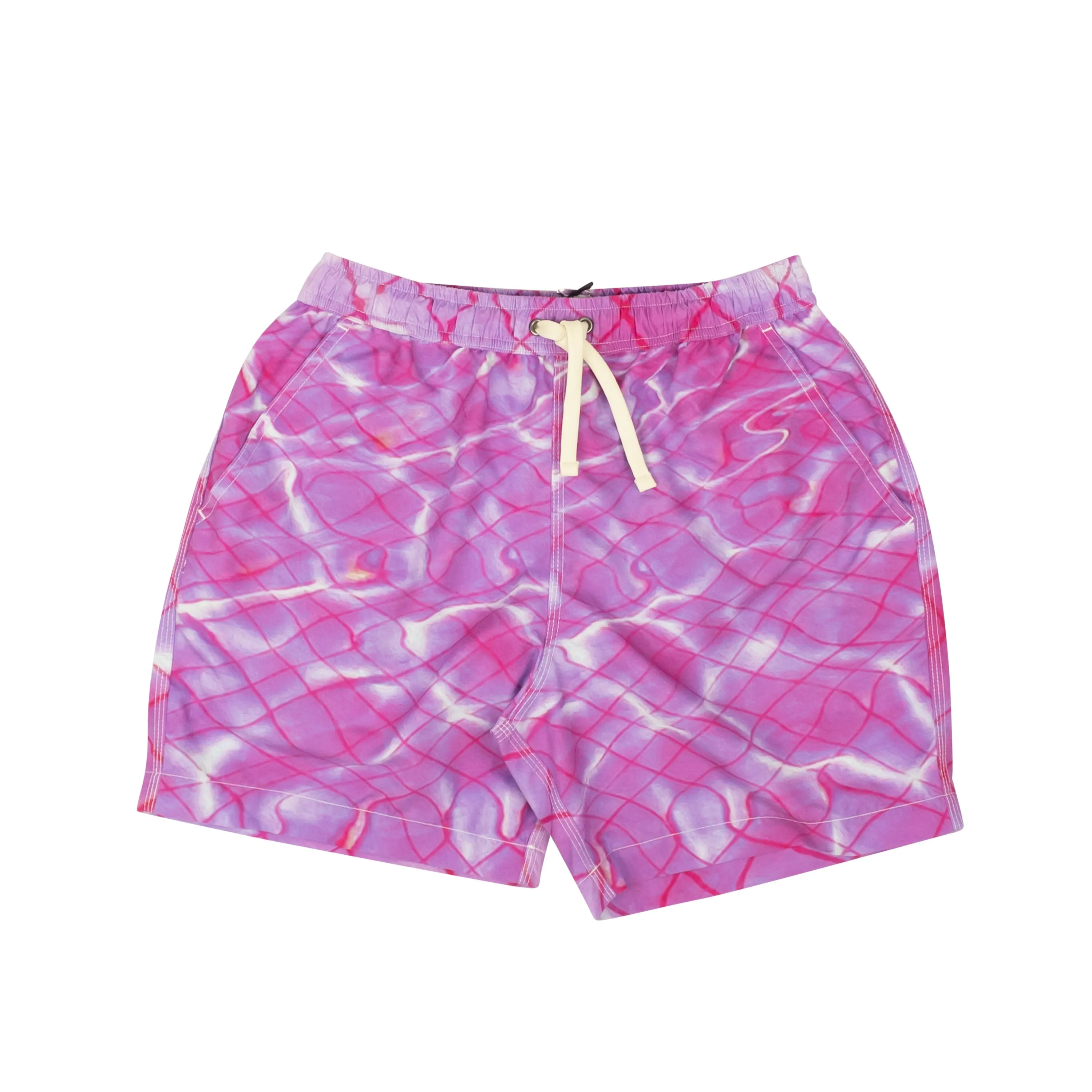 Purple Pool Print Swim Trunks