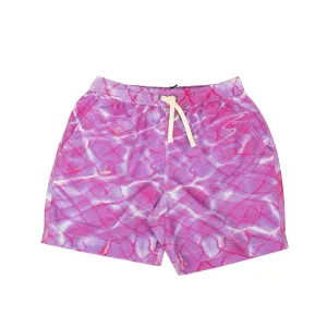 Purple Pool Print Swim Trunks