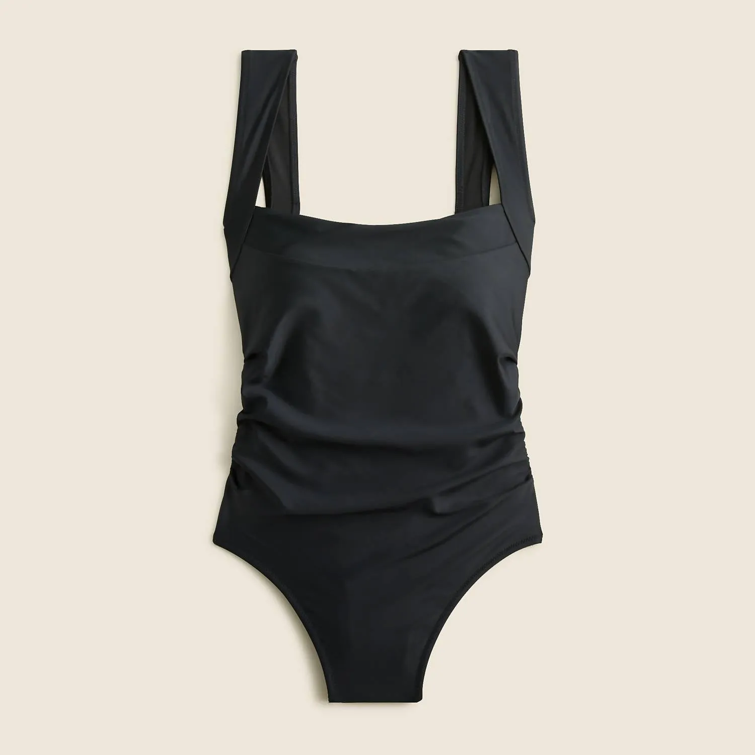 Ruched Squareneck One-Piece Swimsuit In Black