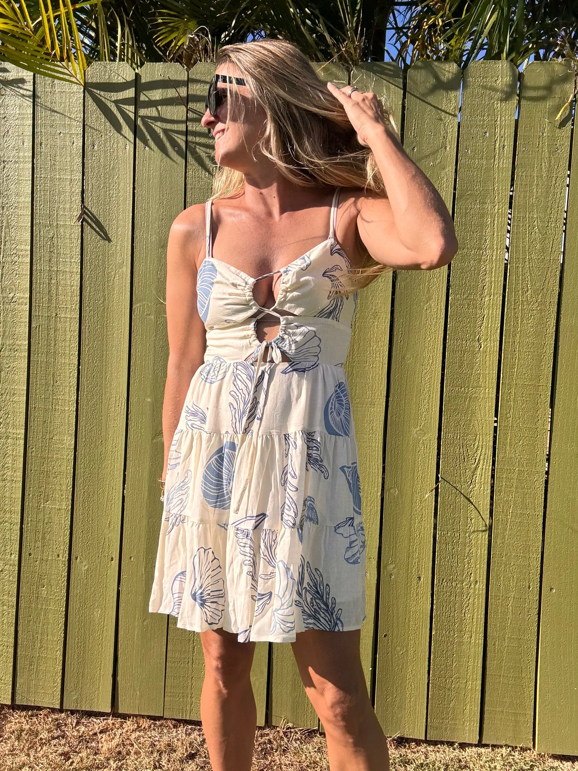 Sea Ya At The Beach Mini Dress - Blue/Ivory