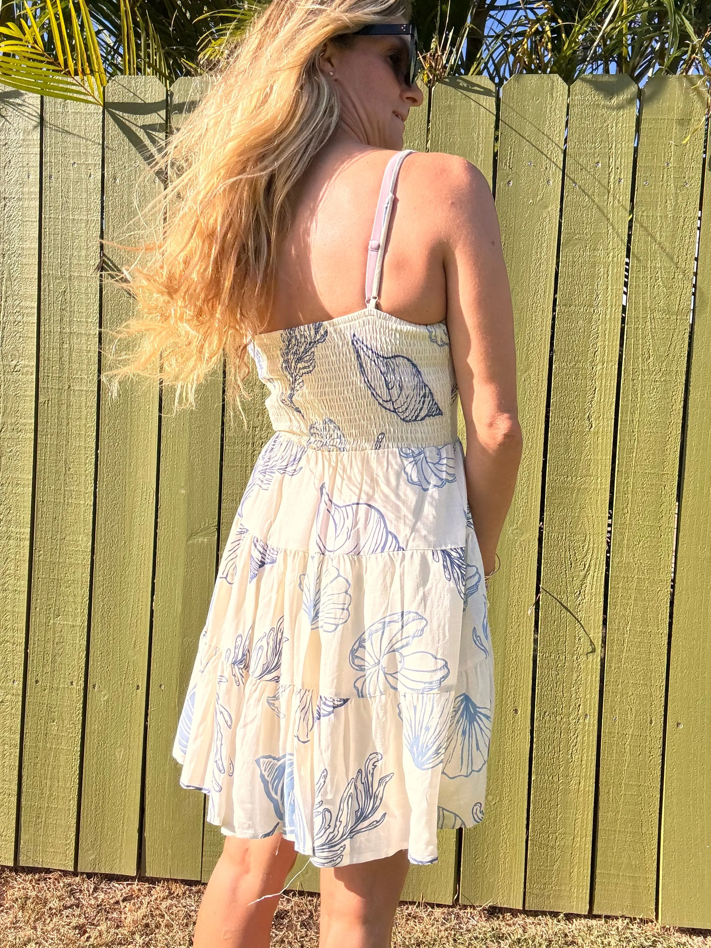 Sea Ya At The Beach Mini Dress - Blue/Ivory