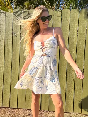 Sea Ya At The Beach Mini Dress - Blue/Ivory