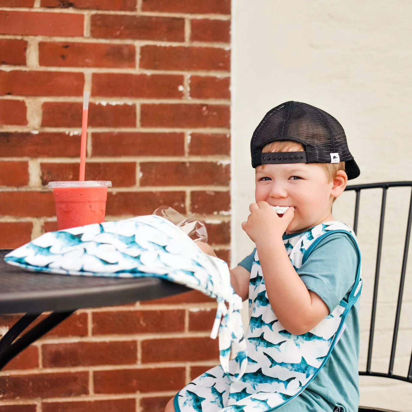 Shark Attack - Waterproof Wet Bag (For Mealtime, On-the-go, And More!) Babykids_Bapron-Baby