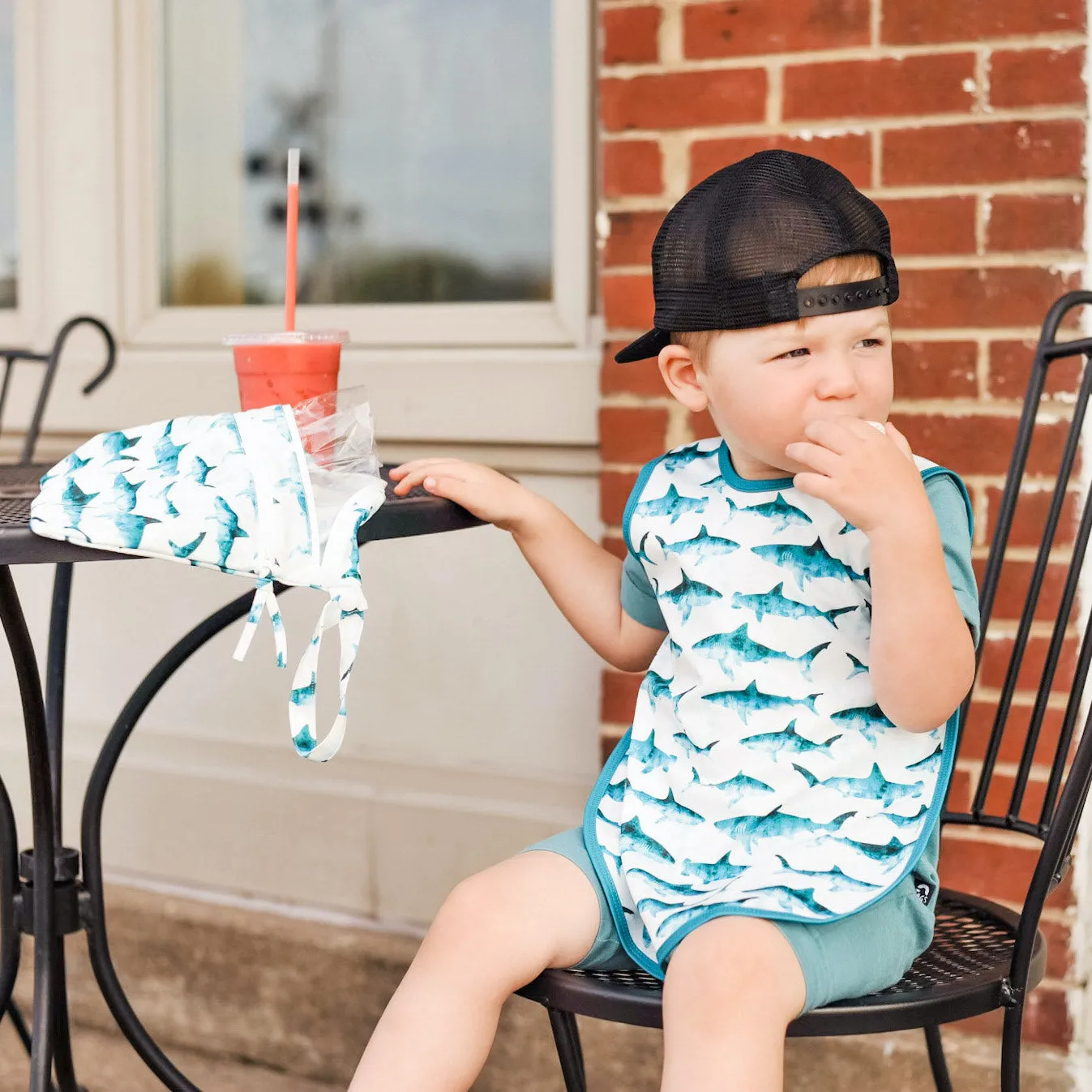 Shark Attack - Waterproof Wet Bag (For Mealtime, On-the-go, And More!) Babykids_Bapron-Baby