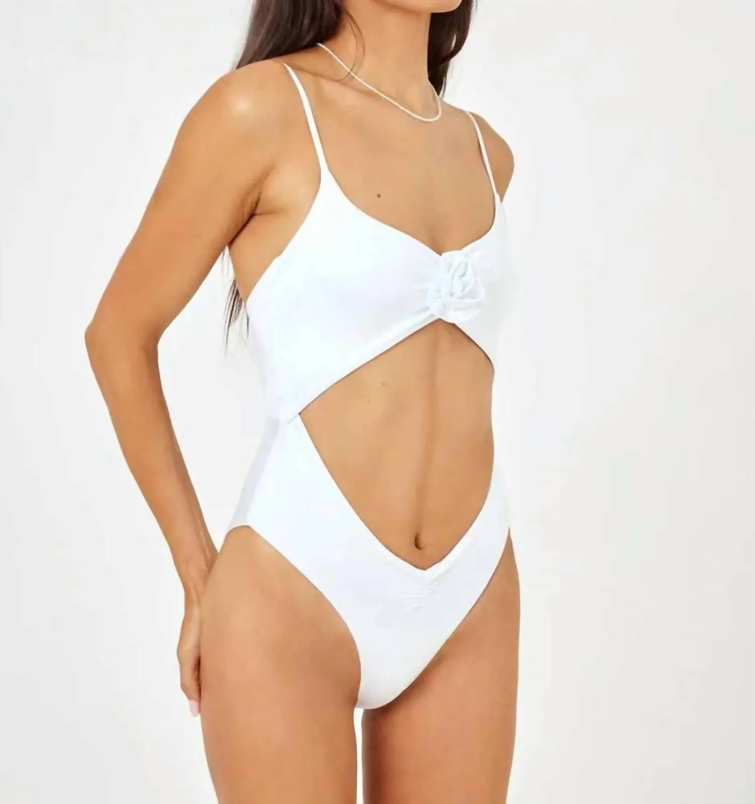 Sierra One Piece Bathing Suit In White Satin Shine