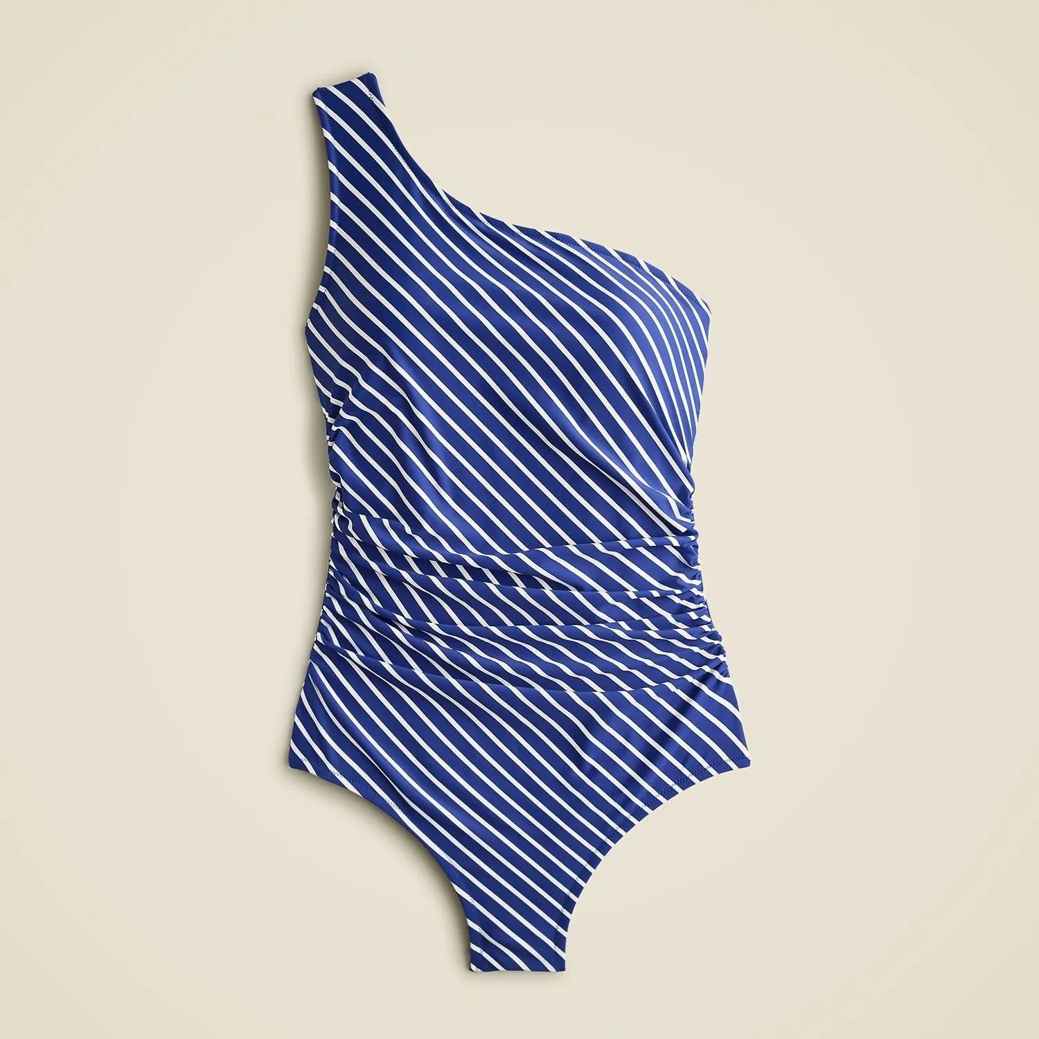 Sleek Ruched One-Shoulder One-Piece In Waypoint Stripe Combo