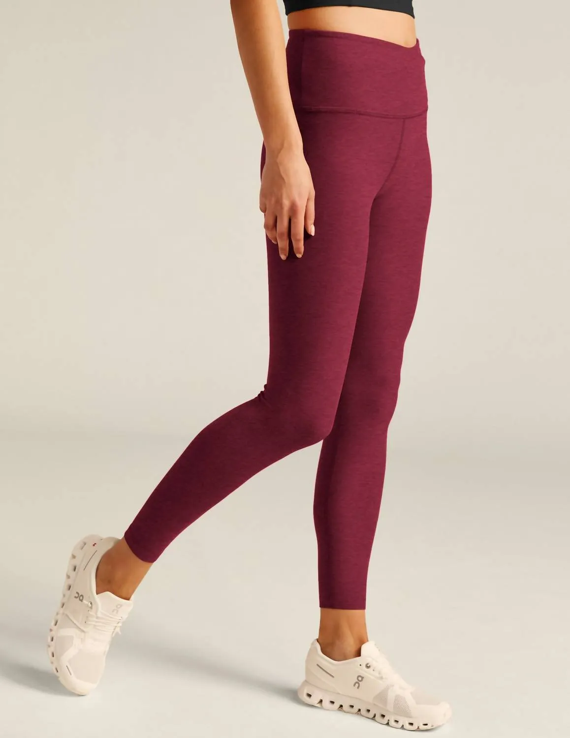 Spacedye At Your Leisure High Waisted Midi Legging In Bordeaux Heather