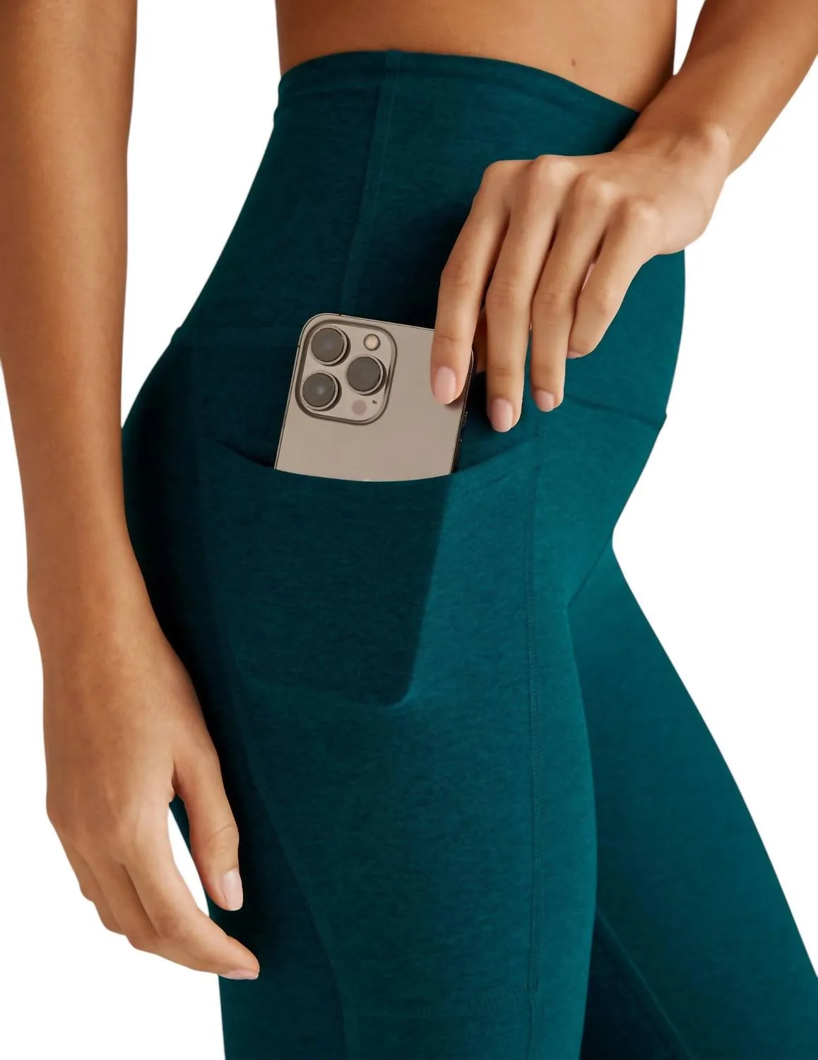 Spacedye Out Of Pocket High Waisted Midi Legging In Majestic Blue Heather