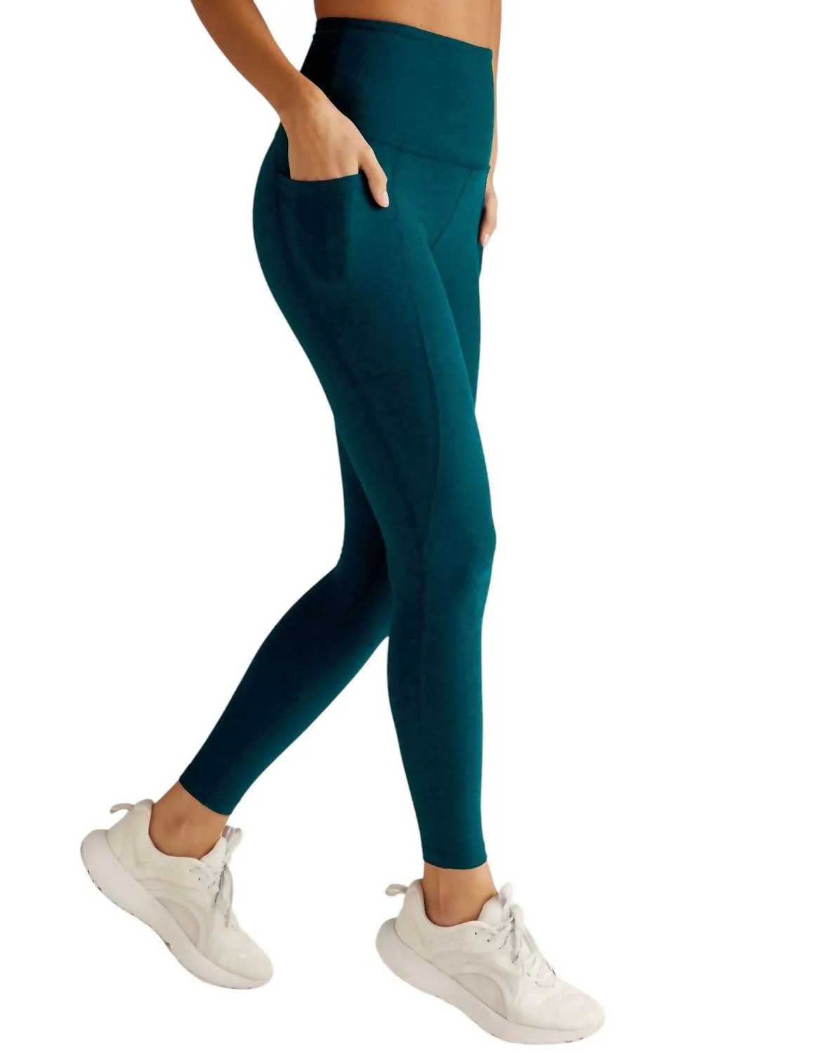 Spacedye Out Of Pocket High Waisted Midi Legging In Majestic Blue Heather