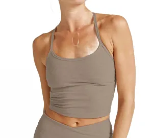 Spacedye Slim Racerback Cropped Tank Top In Birch Heather