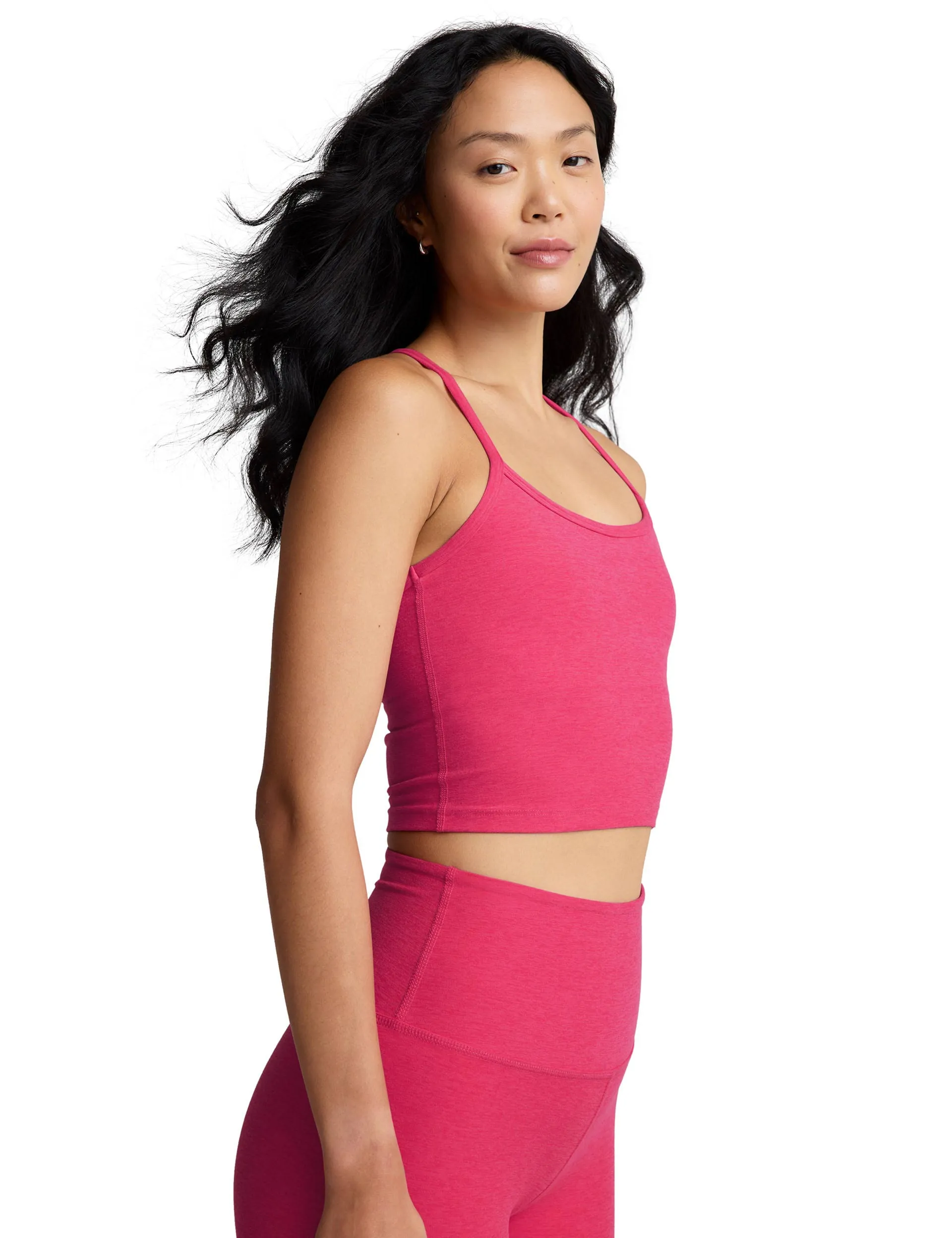 Spacedye Slim Racerback Cropped Tank - Vivid Pink Heather