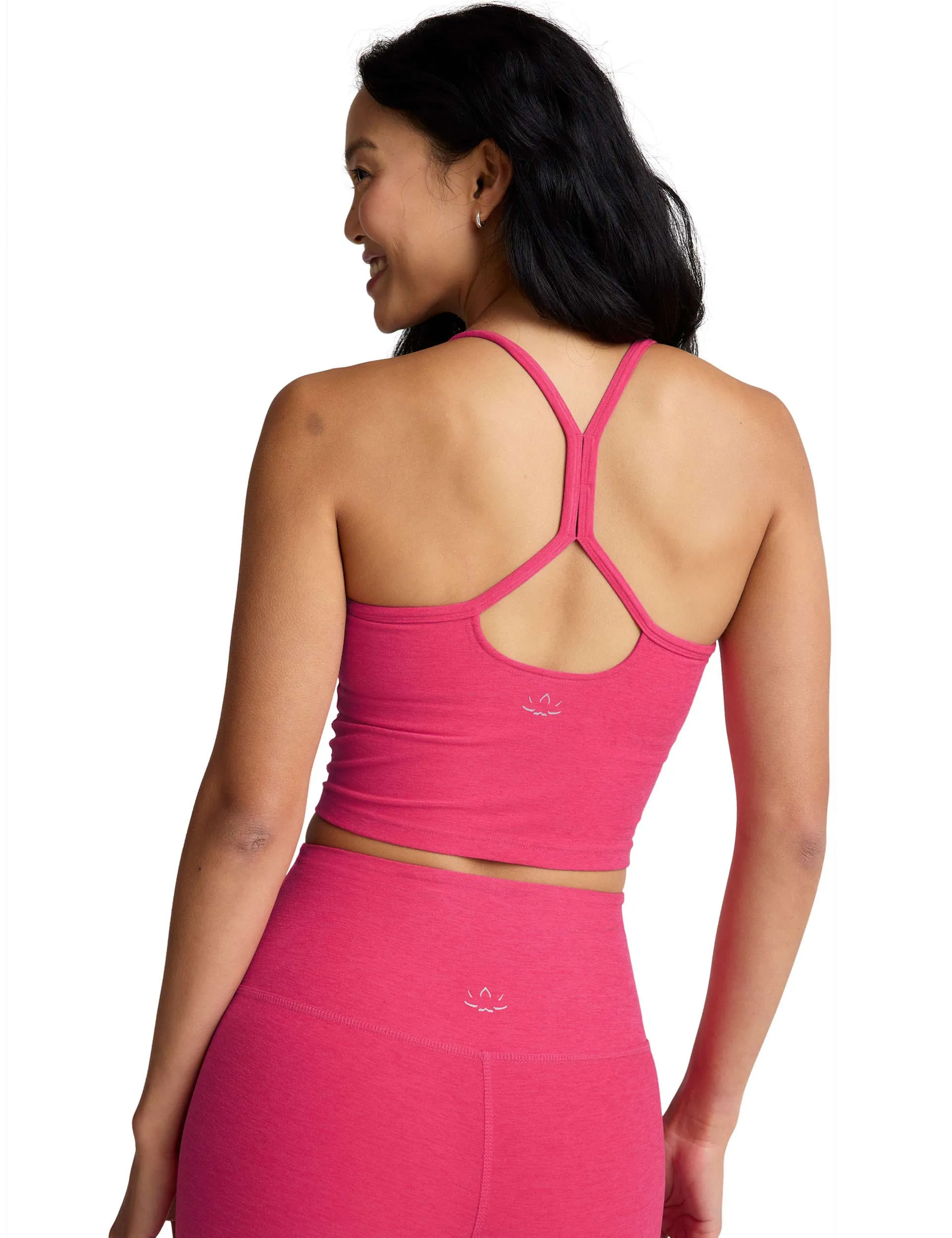 Spacedye Slim Racerback Cropped Tank - Vivid Pink Heather