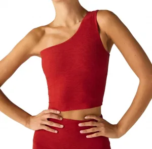 Spacedye The Bold Shoulder Cropped Tank Top In Ruby Red