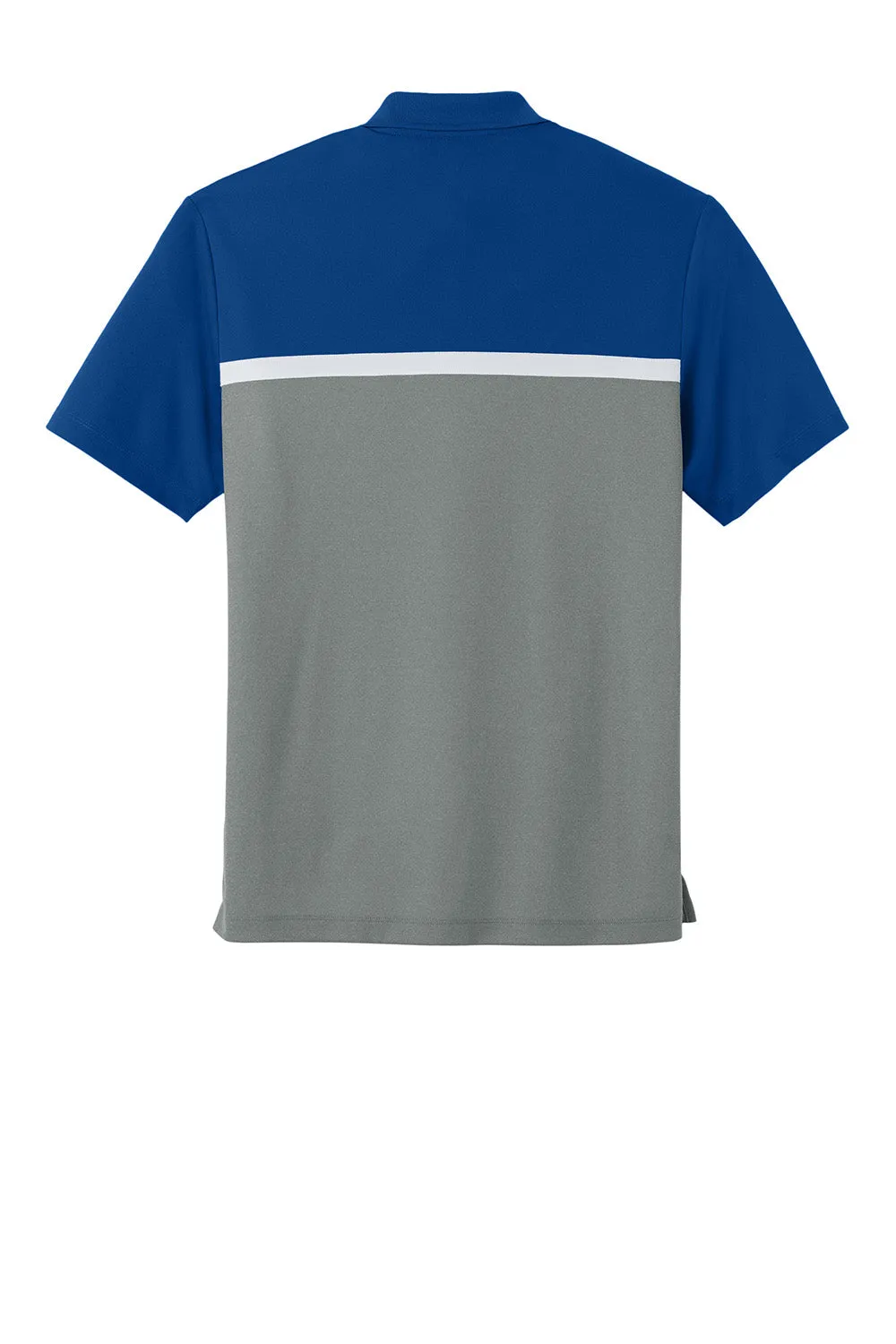 Sport-Tek Mens UV Micropique Colorblock Moisture Wicking Short Sleeve Polo Shirt - True Royal Blue/Heather Concrete Grey/White