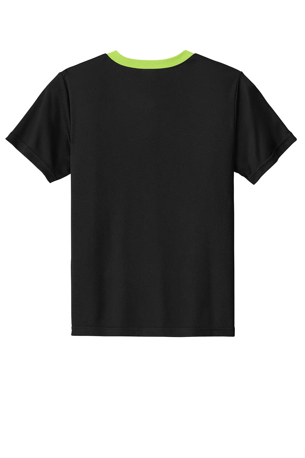 Sport-Tek Youth Moisture Wicking Competitor United Short Sleeve Crewneck T-Shirt - Black/Lime Shock Green