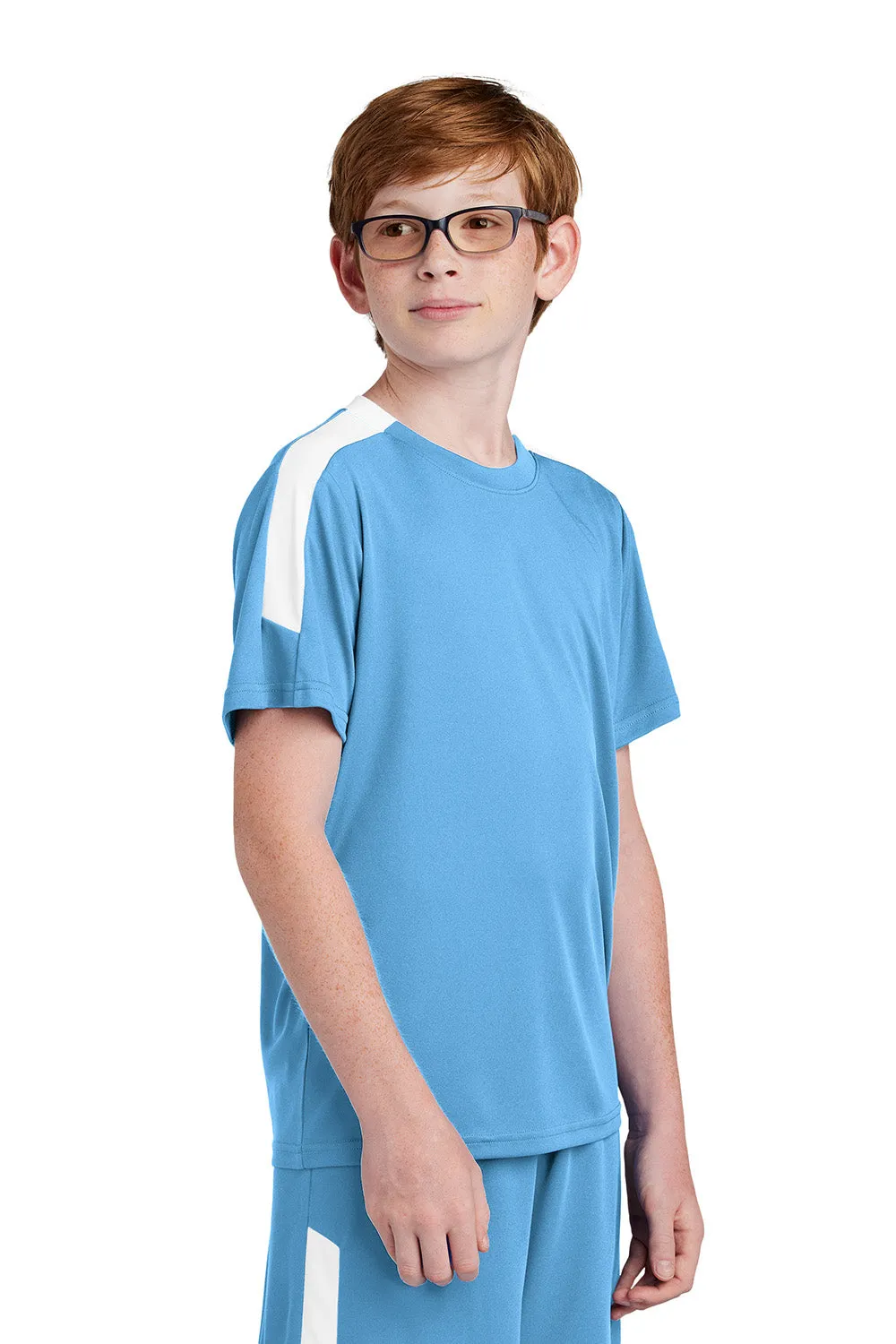 Sport-Tek Youth Moisture Wicking Competitor United Short Sleeve Crewneck T-Shirt - Carolina Blue/White